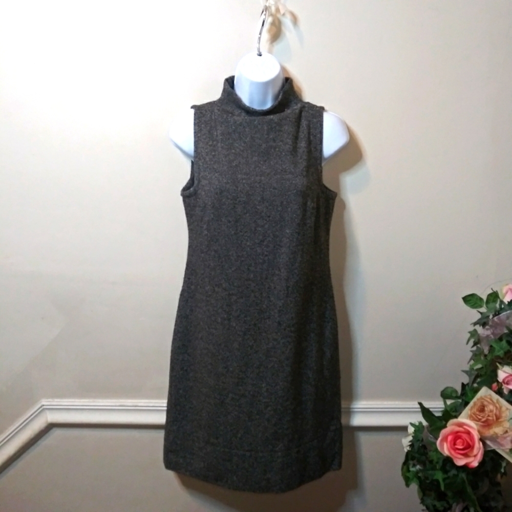 Banana Republic Black & White Tweed Mock Turtleneck Sheath Dress - Picture 10 of 10